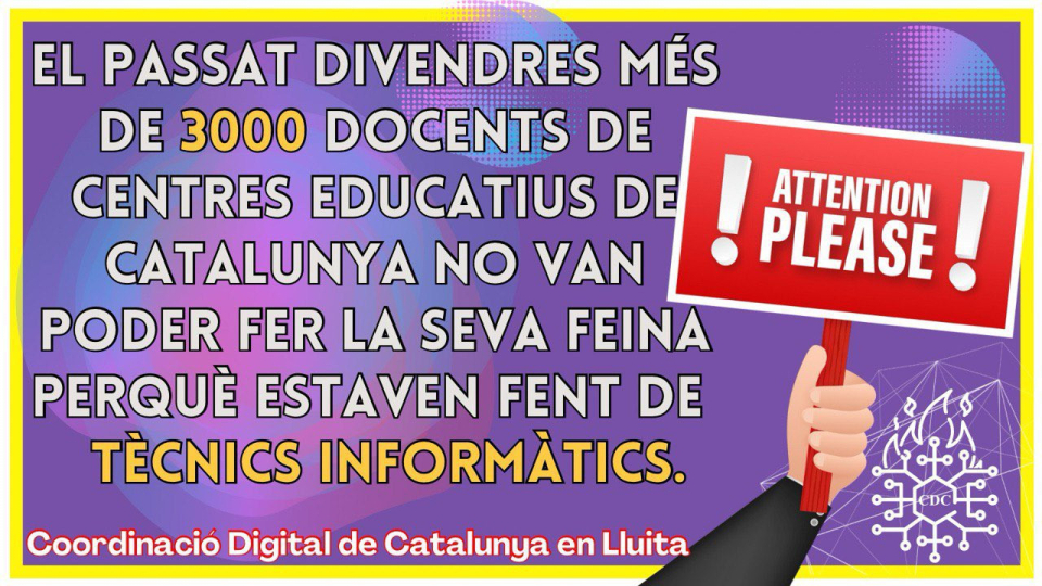 Coordinadors/es Digitals Catalunya @CoordinadorsC·2 de febr. 📣📣MESURA DE PROTESTA:📣📣🚧Després del caos massiu del passat divendres, ens plantem‼️⛔️DILLUNS 3-2-2025 NOMÉS FAREM TASQUES QUE garanteixin l'atenció educativa de l'alumnat:⚠️Si no tens hores assignades al càrrec, fes només tasques docents.