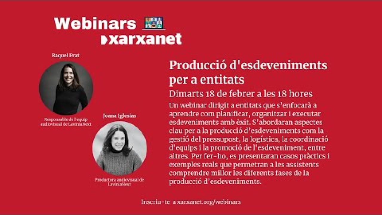 Webinar: Producció d'esdeveniments per a entitats